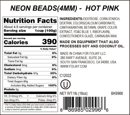 Neon Hot Pink Glow In The Dark Sugar Pearls