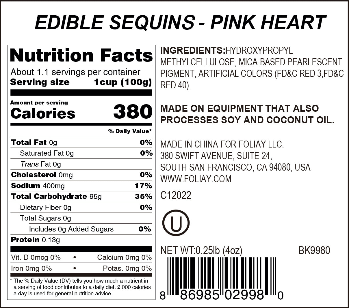 Edible Sequins Pink Heart