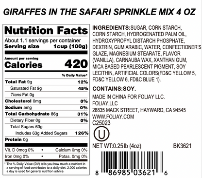 Giraffes In The Safari Sprinkle Mix
